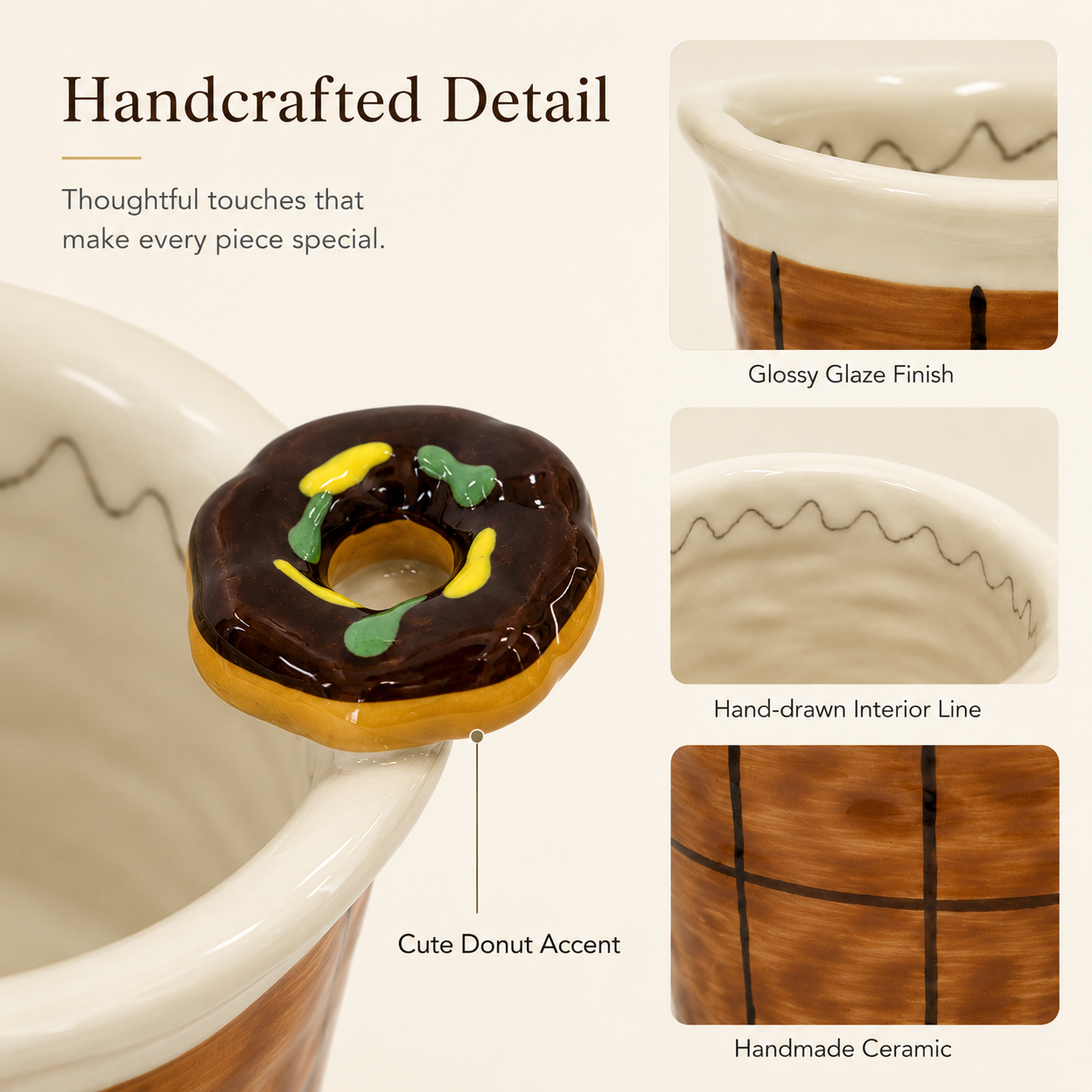 Handmade Donut Ceramic Mug | 9 oz Cute Coffee Cup