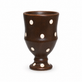 Handmade Brown Polka Dot Ceramic Goblet | 9 oz Rustic Coffee & Tea Cup