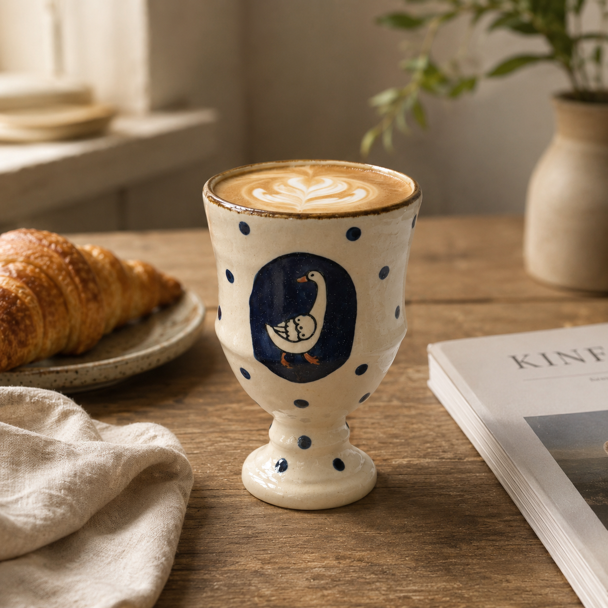 Goose Ceramic Goblet | 9 oz Vintage Coffee & Tea Cup