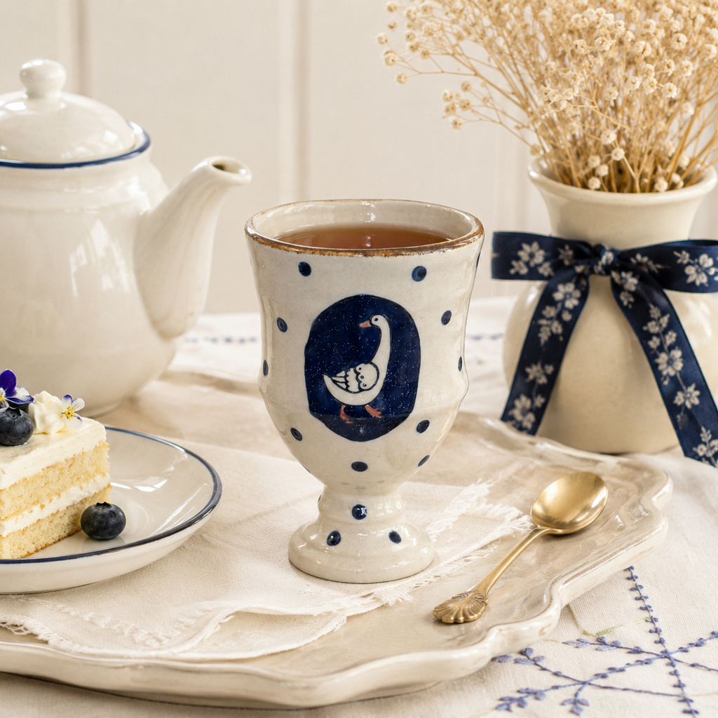 Goose Ceramic Goblet | 9 oz Vintage Coffee & Tea Cup