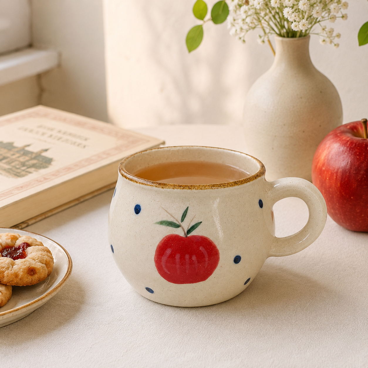 Apple Ceramic Mug | 6.5 oz Vintage Coffee Cup