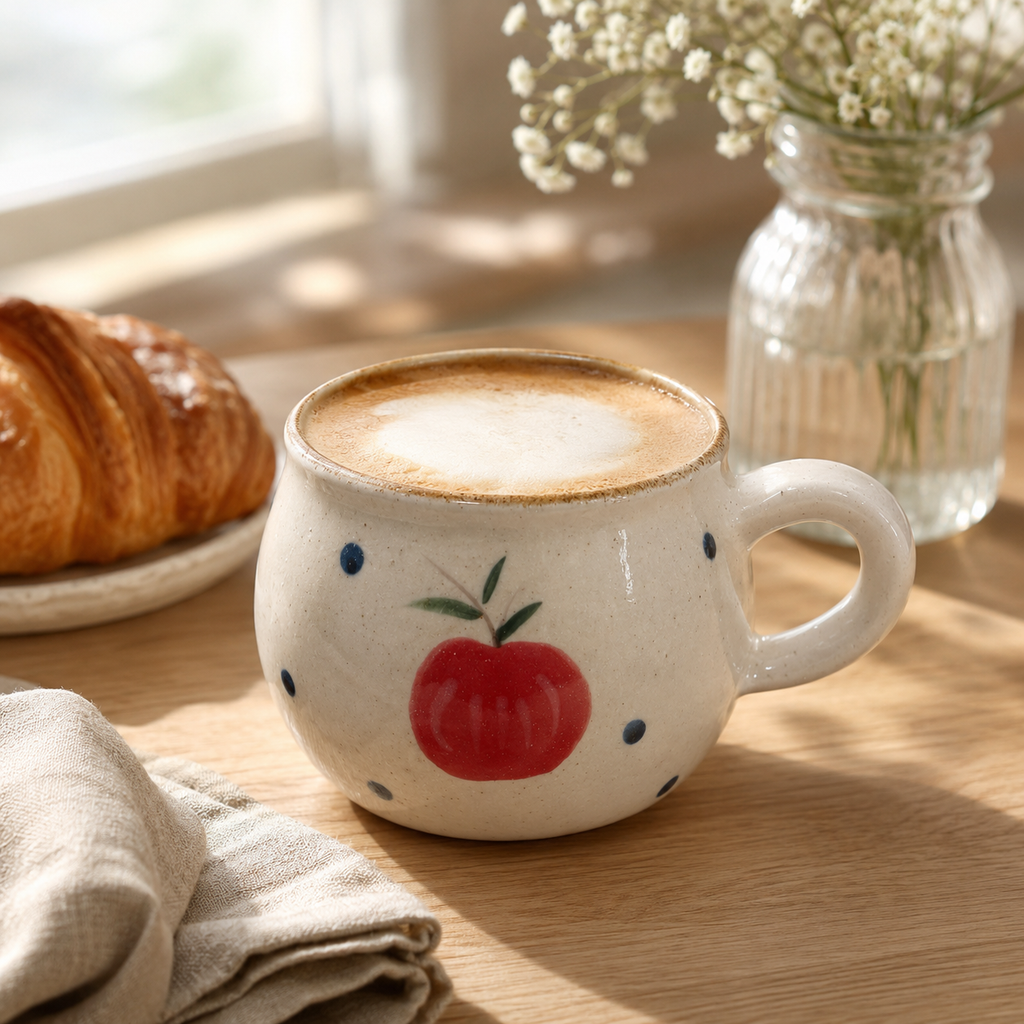 Apple Ceramic Mug | 6.5 oz Vintage Coffee Cup