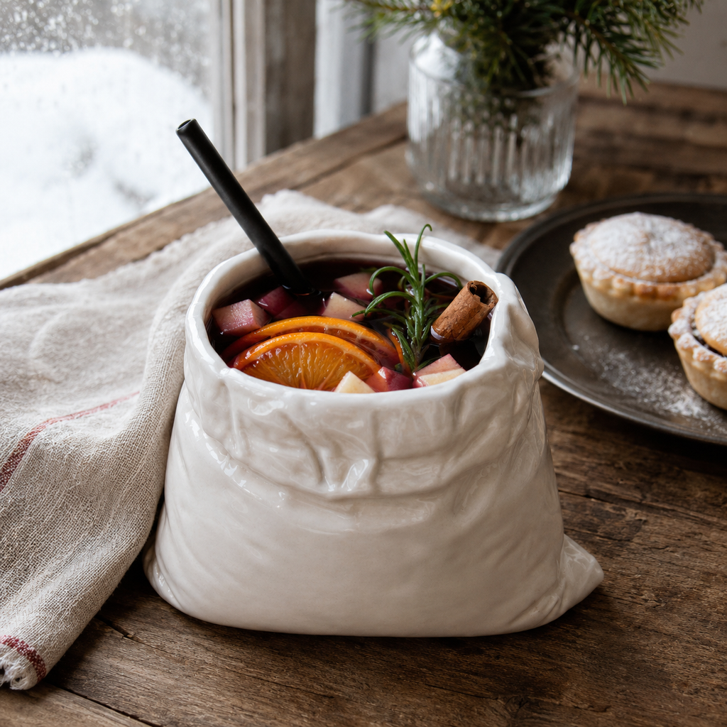 Handmade Ceramic Bag Mug | 13 oz Artistic Coffee Cup