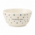 Twinkling Stars ceramic bowl with colorful star pattern and ivory glaze