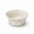 Pear ceramic bowl with cream glaze, pear illustrations and wavy rim