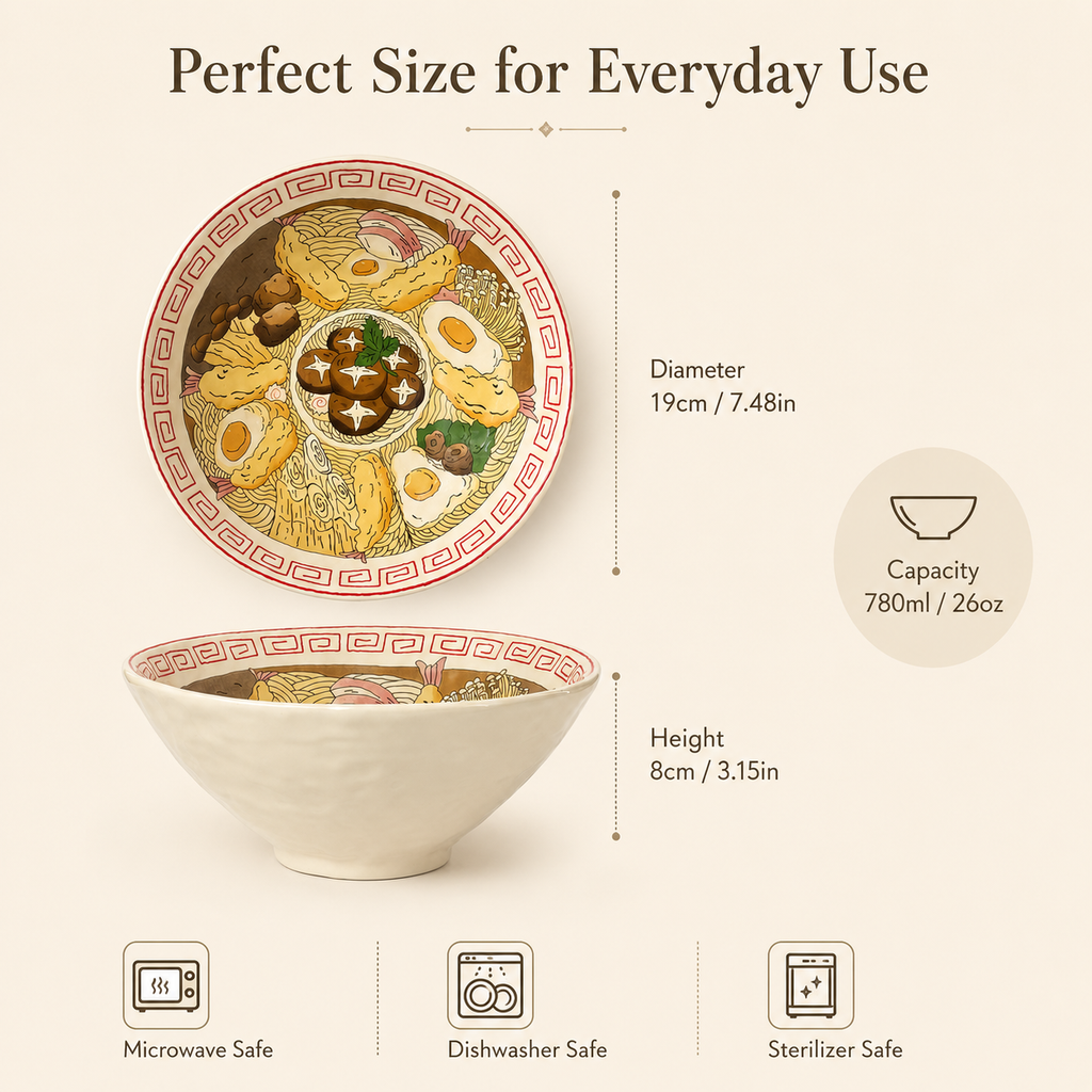 Classic Tempura Ramen Bowl – Handmade Ceramic Japanese Noodle Bowl