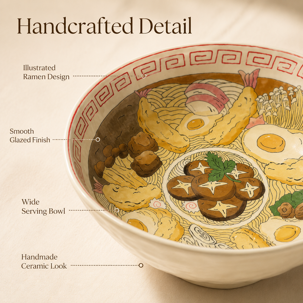 Classic Tempura Ramen Bowl – Handmade Ceramic Japanese Noodle Bowl