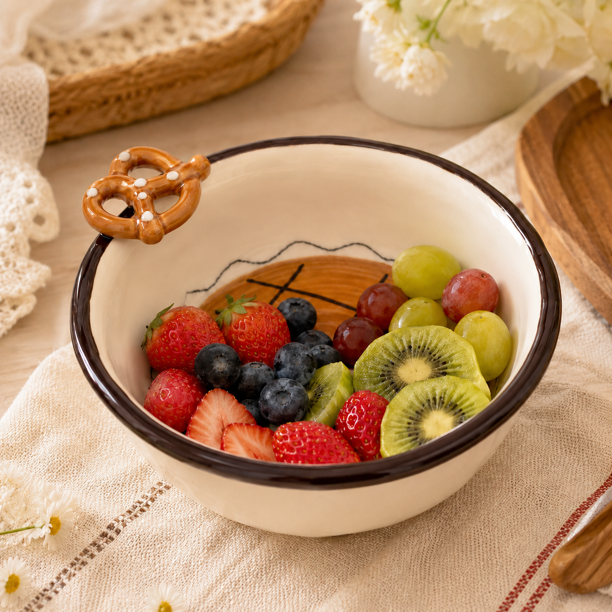 Handmade Ceramic Pretzel Bowl | 11 oz Dessert & Snack Bowl