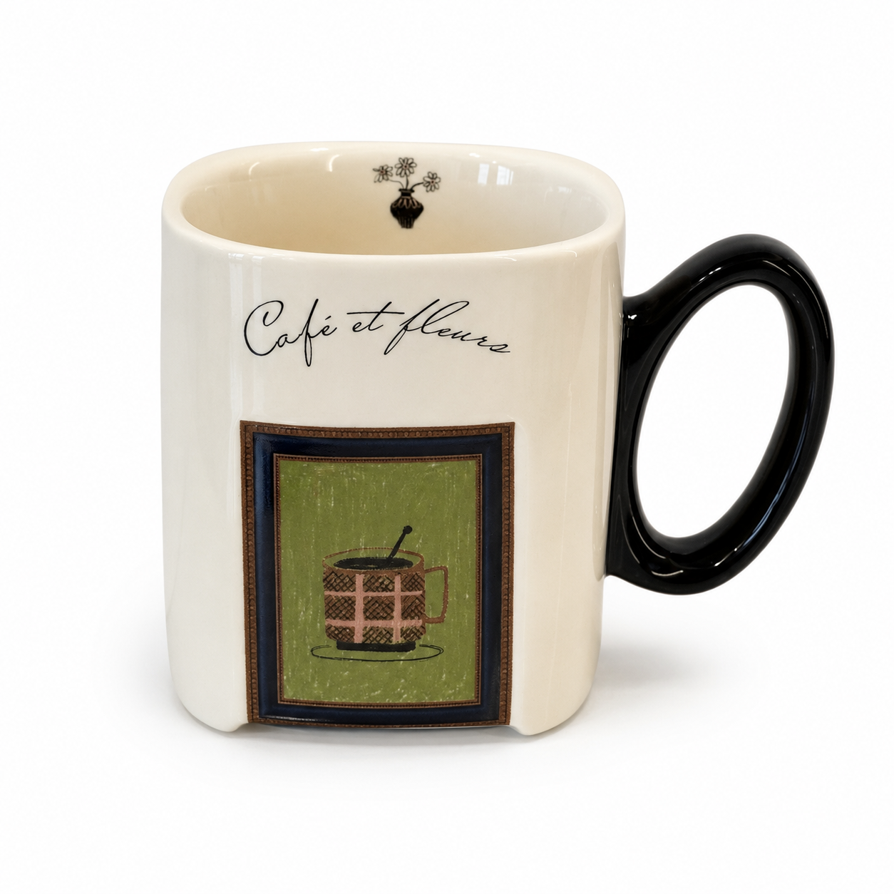 Café et Fleurs Ceramic Mug | 13.5 oz Double-Sided Coffee Mug