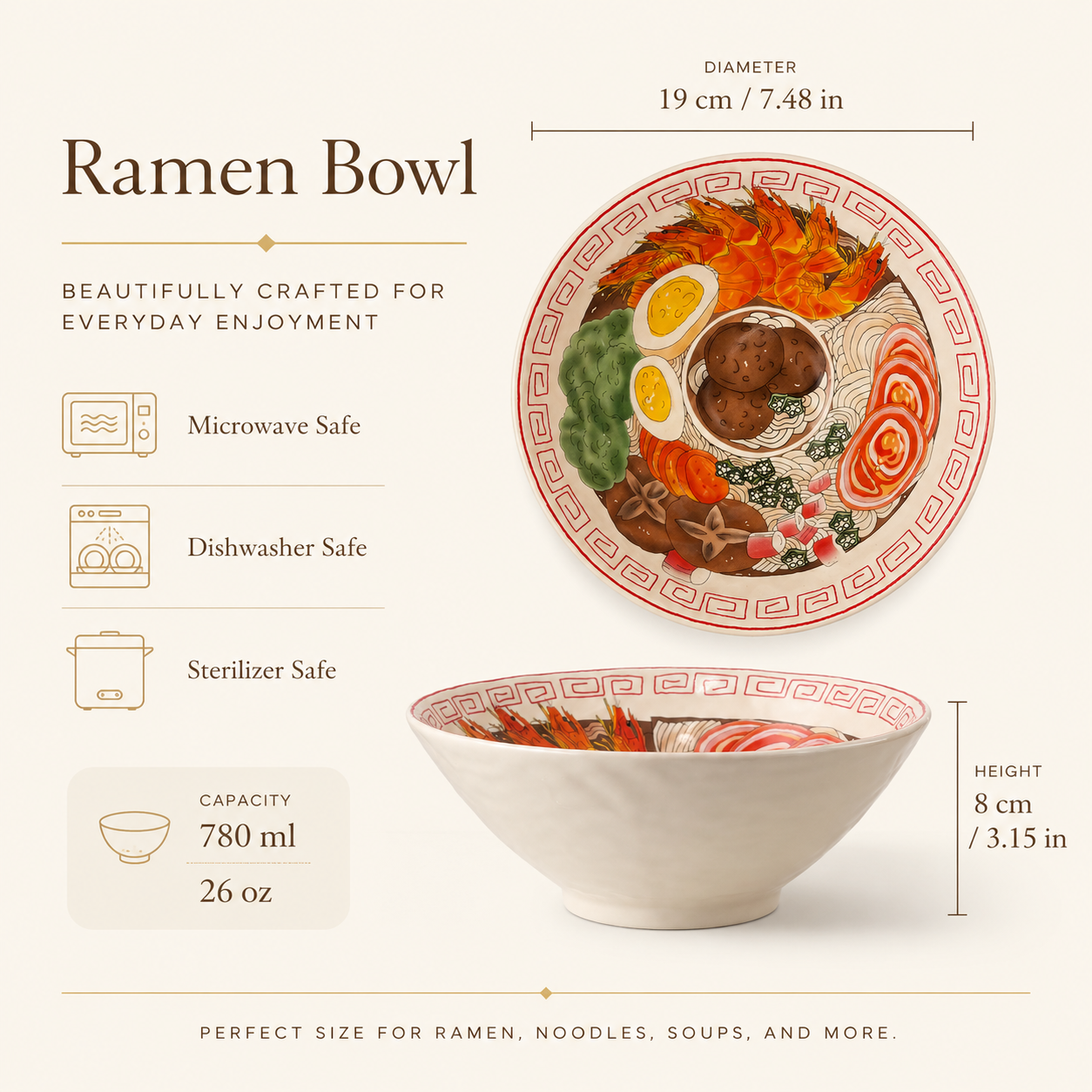 Classic Tempura Ramen Bowl – Handmade Ceramic Japanese Noodle Bowl