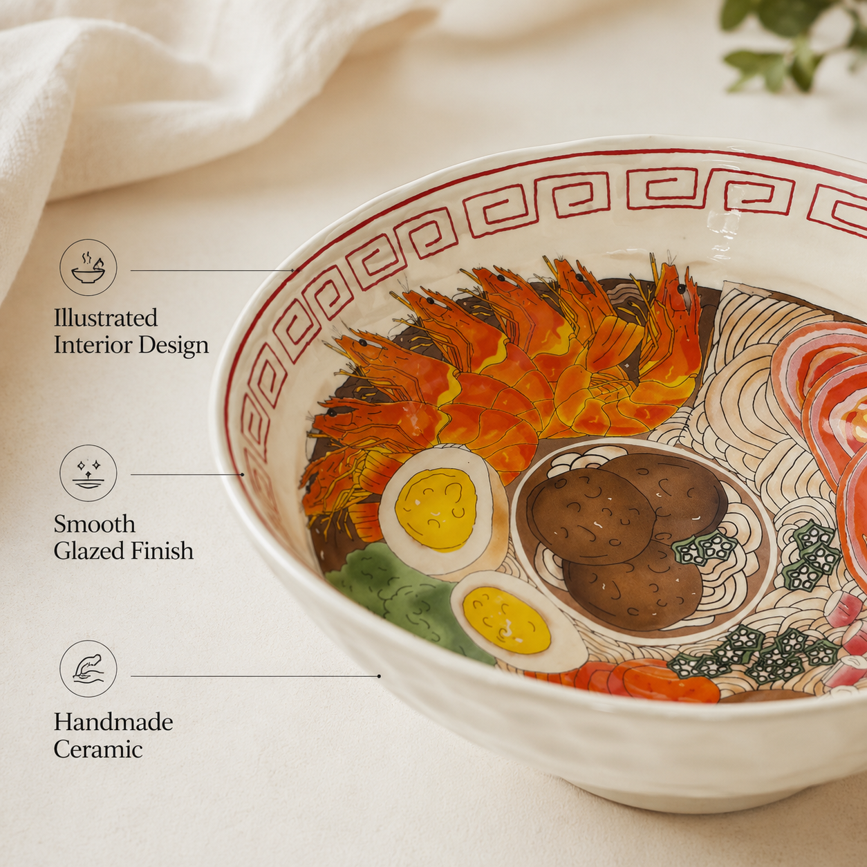 Classic Tempura Ramen Bowl – Handmade Ceramic Japanese Noodle Bowl