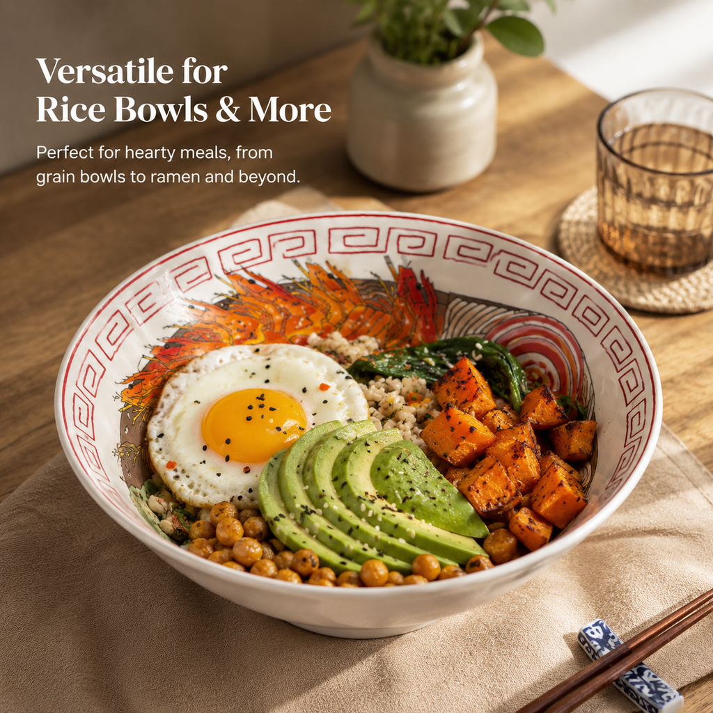 Classic Tempura Ramen Bowl – Handmade Ceramic Japanese Noodle Bowl