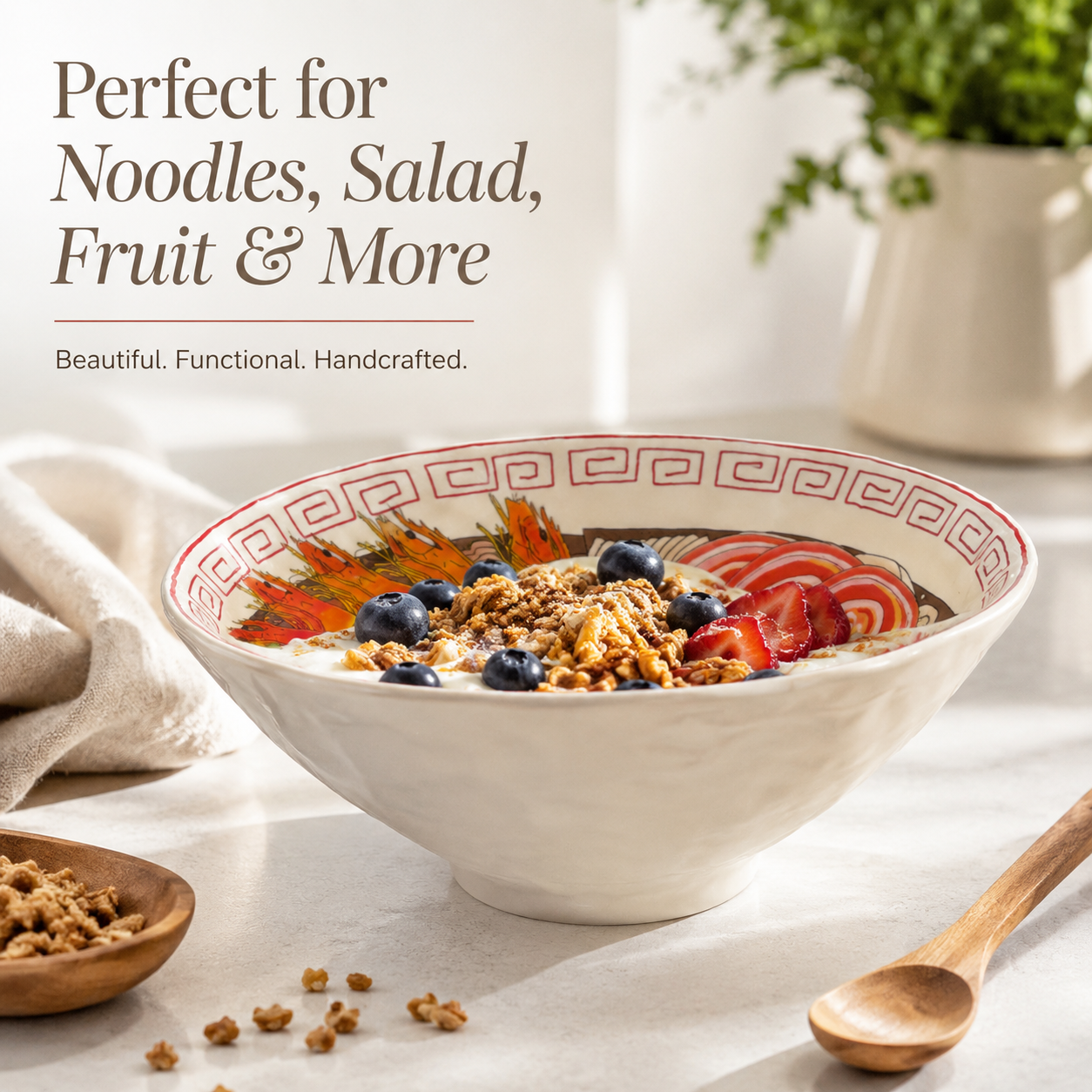 Classic Tempura Ramen Bowl – Handmade Ceramic Japanese Noodle Bowl